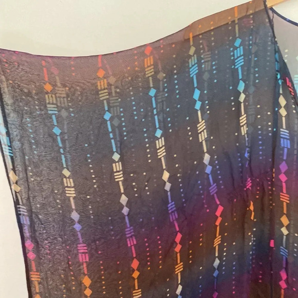 TWELFTH Street by Cynthia Vincent sz M sheer rainbow grey colored swim cover up - Picture 4 of 7